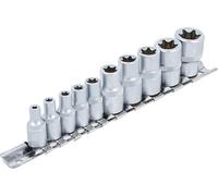 BGS Diy 9548 - Set di chiavi a bussola con profilo E, 6,3 mm (1/4") / 10 mm (3/8") | SW E4 - E16 | 10 pezzi