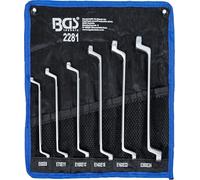 BGS Juego de llaves de estrella dobles con cabezas E-Torx | acodada | E6 - E24 | 6 piezas
