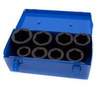 BGS Juego de llaves de vaso de impacto hexagonal, largas | entrada 25 mm (1") | 27-50 mm | 8 piezas