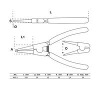 BGS Pinza per anelli elastici, dritta, per anelli elastici esterni, 150mm Quantità:1