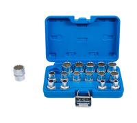 BGS Set di inserti per chiavi a bussola poligonale, azionamento quadro interno 12,5mm, apertura 8 - 24mm, 16pz. Quantità:1