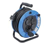 Enrollador de cable | 25 m | 3 x 1,5 mm² | 4 tomas con tapas de cierre | IP 44 | 3500 W