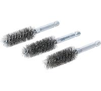 BGS technic 3078-17-S - Spazzola in acciaio, 3 pezzi 17 mm con attacco esagonale 6,3 mm (1/4")