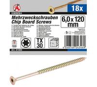 BGS Viti Universali DIY | Profilo A T (Per Torx) T30 | 6,0 X 120 Mm | 18 Pezzi