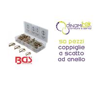 BGS8087 ASSORTIMENTO 50 PEZZI, COPPIGLIE A SCATTO AD ANELLO BGS TECHNIC