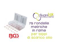 BGS8132 ASSORTIMENTO 75 PEZZI, RONDELLE IN RAME, MISURE METRICHE, PER TAPPI DI S