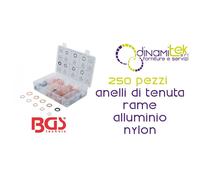 BGS85225 ASSORTIMENTO 250 PEZZI, ANELLI DI TENUTA, RAME, ALLUMINIO, NYLON BGS TE