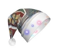 BGSHJVF Cappello di Natale con stampa di casa del villaggio, cappello di Babbo Natale per adulti unisex, berretto spesso per feste di Capodanno