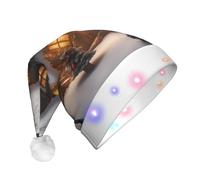 BGSHJVF Cappello di Natale con stampa di casa del villaggio, cappello di Babbo Natale per adulti unisex, berretto spesso per feste di Capodanno