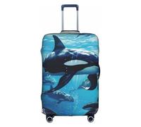 BGSHJVF Killer Whales Swim Along - Copertura elastica per valigie con motivi unici, adatta per valigie da 45,7 a 81,7 cm, bianco, Large
