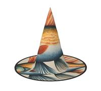 BGSHJVF Safflower Flying Fish Print Halloween Witch Hat Cosplay Caps Decorazione di Halloween Accessori Costume Per Il Partito