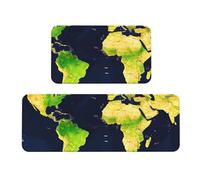 BGSHJVF Set di 2 tappetini da cucina con stampa di mappa del mondo, lavabili, per la decorazione della casa, accessori da cucina