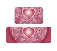 BGSHJVF Set di 2 tappetini da cucina con stampa romantica a forma di cuore, lavabili, per la decorazione della casa, accessori da cucina