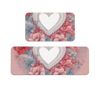 BGSHJVF Set di 2 tappetini da cucina con stampa romantica a forma di cuore, lavabili, per la decorazione della casa, accessori da cucina