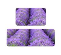 BGSHJVF Set di 2 tappetini da cucina con stampa romantica lavanda per pavimento, lavabili, accessori da cucina per la decorazione della casa