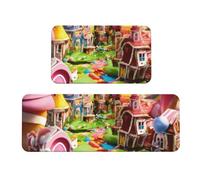 BGSHJVF Set di 2 tappetini da cucina lavabili con stampa di Candy Land per pavimenti, accessori da cucina per la decorazione della casa