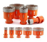 BGTEC - Set di 5 punte per trapano diamantate a secco, per piastrelle in porcellana, ceramica, marmo e mattoni, filettatura M14, per sega a tazza da 20/32/45/55/68 mm