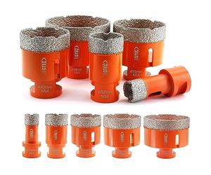 BGTEC - Set di 5 punte per trapano diamantate a secco, per piastrelle in porcellana, ceramica, marmo e mattoni, filettatura M14, per sega a tazza da 20/32/45/55/68 mm
