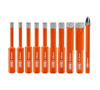 BGTEC Set di Punte Diamantate a Secco,10 pezzi 5 * 2/6 * 3/8 * 2/10/12MM punte per trapano a codolo esagonale+6mm Punte in Carburo per granito marmo porcellana piastrelle ceramica