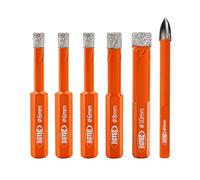 BGTEC Set di Punte Diamantate a Secco, 6 pezzi 6/6/6/8/10MM punte per trapano a codolo esagonale+6mm Punte in Carburo per granito marmo porcellana piastrelle ceramica