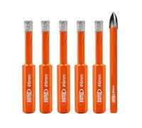 BGTEC Set di Punte Diamantate a Secco, 6 pezzi 6mm*5 punte per trapano a codolo esagonale+6mm Punte in Carburo per granito marmo porcellana piastrelle ceramica