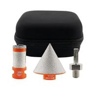 BGTEC Set di Punte Diamantate per Piastrelle - 3 pezzi 25mm Broca Diamante & Broca de Chaflán 50mm & Adattatori per foratura di Porcellana, Ceramica, Piastrelle, Granito, Marmo e Pietra