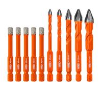 BGTEC Set di punte trapano a spirale 10pcs - 5/6/8/10/12MM Punta in carburo di tungsteno + 6mm*5 Punta diamantata per legno, plastica, muratura, piastrelle, vetro