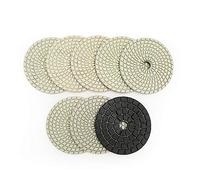 BGTEC Tamponi Diamantati Professionali da 100 mm per Lucidatura a Umido per Granito Misto Marmo Graniglia 7 pezzi con 1 pezzo di Tampone Nero