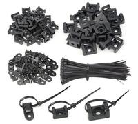 BGTXINGI - Set di 120 supporti per fascette stringicavo regolabili con 3 valori, per fascette stringicavo regolabili, con 120 fascette nere flessibili (nero)