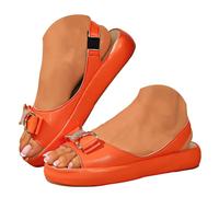 Bgvowivh ciabatte donna estive eleganti Flat Toe Women's Shoes With Solid Color Leather Slip Lightweight Casual Sandals sandali comodi donna estivi (Orange, 37)