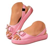 Bgvowivh ciabatte donna estive eleganti Flat Toe Women's Shoes With Solid Color Leather Slip Lightweight Casual Sandals sandali comodi donna estivi (39)