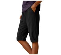 Bgvowivh Pantaloni Leggeri Donna Pantaloni Capri da Donna in Cotone e Lino, Gamba Dritta, Volant, Vita Elasticizzata, Estivi Comodi da Spiaggia con Tasche. Abbigliamento Estivo (XXXL)