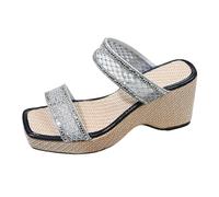 Bgvowivh sandali gioiello donna Summer Wedge Sandals Sequined Strappy Platform High Heeled Mules Comfortable And Breathable Woven Sole Sandals. sandali comodi (41)