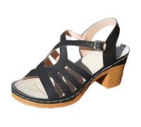 Bgvowivh sandali gioiello Summer Retro Woven Openwork Sandals Comfortable Chunky Heel Sandals With A Single Breathable Mid Heel scarpe donna estive eleganti (43)