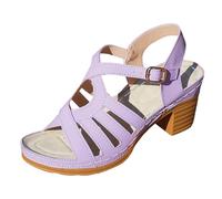 Bgvowivh sandali gioiello Summer Retro Woven Openwork Sandals Comfortable Chunky Heel Sandals With A Single Breathable Mid Heel scarpe donna estive eleganti (Purple, 39)