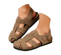 Bgvowivh Scarpe Donna Estive Comode Women's Flat Hollow Toe Slip Suede Sandals With Elastic Band For Outdoor Wear Scarpe Donna Estive (Brown, 37)