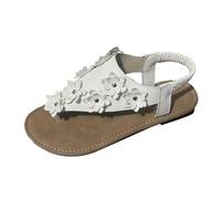 Bgvowivh scarpe donna estive Women's Flat Sandals With Floral Decoration Slip Elastic Back Strap Fully Toe Hollow Out Sandals ciabatte donna ortopediche (White, 40)