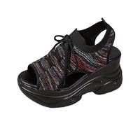 Bgvowivh Scarpe Estive Donna Comode Women's Platform Slip With Knitted Mesh Upper Thick Sole Open Toe And Solid Color Design Scarpe Ortopediche Donna (40)