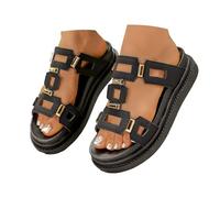 Bgvowivh Scarpe Ortopediche Donna Estive Women's Thick Soled Flat Hollow Out Slip Toe Leather Sandals For Outdoor Wear Scarpe Estive Donna (42)
