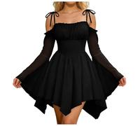 Bgvowivh Vestiti Firmati Abito da Donna Stile fatato, Modello a Trapezio, Boho, con Spalle Scoperte e Corsetto, con Tasche. Buste Copri Vestiti (S)