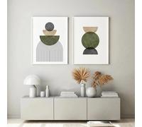 bgyrFEWq Dipinto su tela acquerello astratto verde oliva poster di metà secolo stampe moderne galleria d'arte murale Decorazioni per la casa nordica 30x50cmx2 senza cornice