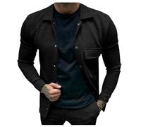 bgyujn Casual Uomo Heavy Twill Manica Lunga Top Europa Gli Stati Uniti Singola Fila Tinta unita Slim Giacca O Uomo Cappotto, Nero , XL