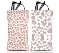 BHAHB Custodia per occhiali da sole, in morbida pelle PU, con panno per la pulizia, unisex, 2 pezzi, T11-marrone leopardato, taglia unica