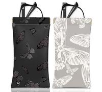 BHAHB Custodia per occhiali da sole, in morbida pelle PU, con panno per la pulizia, unisex, 2 pezzi, T17-farfalla, taglia unica