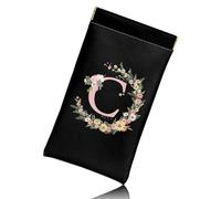 BHAHB Custodia per occhiali da sole per occhiali da sole con lettera iniziale in morbida pelle PU estetica carina con panno di pulizia donne ragazze, Zimu-c, taglia unica