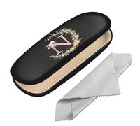 BHAHB Custodia protettiva rigida per occhiali con lettera iniziale custodia protettiva per occhiali scatola per occhiali con panno per la pulizia donne uomini carino, Lettera-n, taglia unica