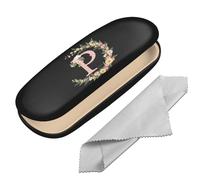 BHAHB Custodia protettiva rigida per occhiali con lettera iniziale custodia protettiva per occhiali da vista scatola con panno di pulizia per donne ragazze uomini carina estetica classica, Lettera-P