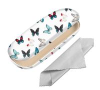 BHAHB Custodia rigida per occhiali da vista, custodia protettiva per occhiali, con panno per la pulizia, per donne, estetica carina, M10-farfalla, Taglia unica