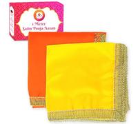 Bhakti Lehar Panno per altare in raso di seta (giallo e arancione, 1 metro)