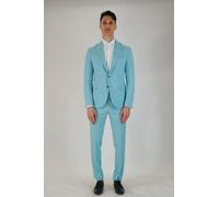 BHARNABA Abito Uomo Monopetto Due Bottoni in Metallo e Rever Classico MODELLO ABS720 - Turchese / 48